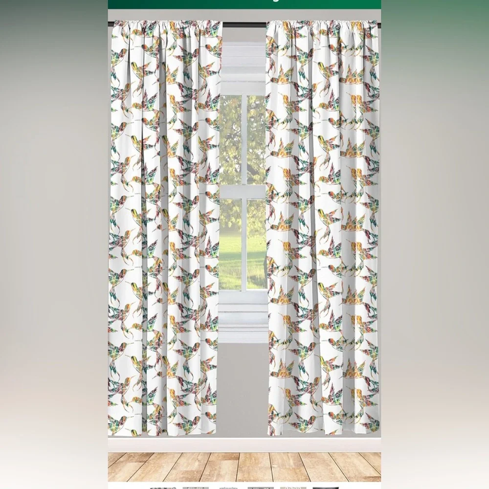 Lunarable Hummingbirds Curtain 4pc panels 28 x 84
